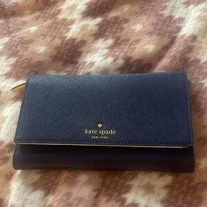 Navy Blue gently worn Kate Spade Wallet/Clutch with matching cardholder